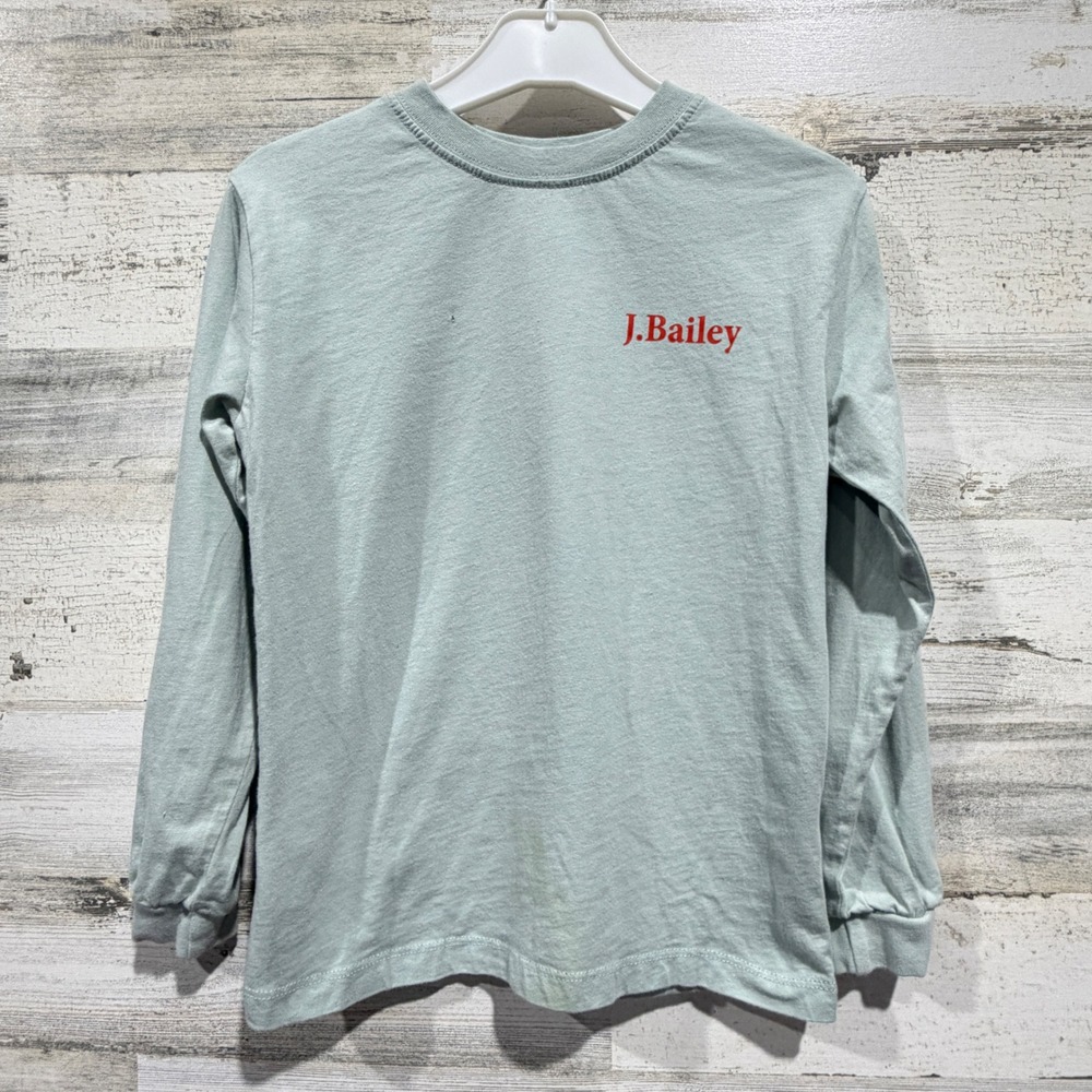 J. Bailey Long Sleeve Shirt Boys 6 Blue Pumpkin Hay Graphic Fall Prep *Flawed